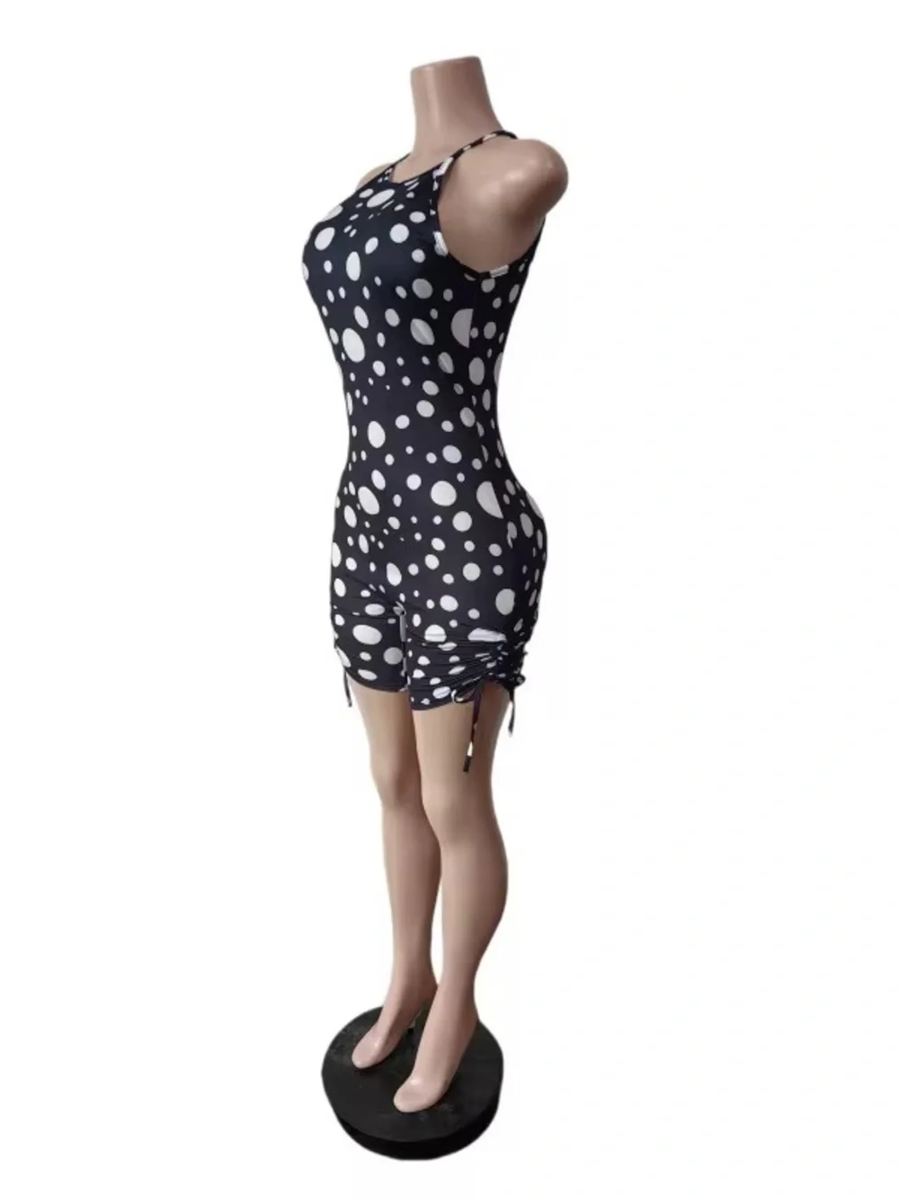 Black & White Polka Dot Halter Romper - Picture 4 of 4